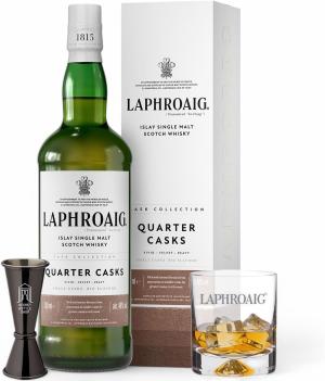 Laphroaig Quarter Cask Whisky Bundle 70cl Containing 1 x Bottle of Laphroaig Quarter Cask Whisky Glass Secret Bottle Shop Jigger