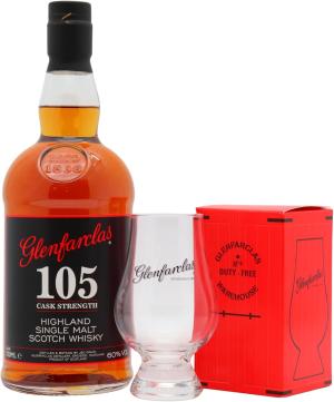Glenfarclas 105 Cask Strength Highland Single Malt Scotch Whisky 70cl 60 ABV Includes Glencairn Glass