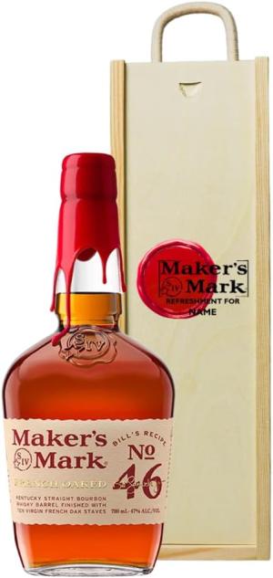 Personalised Makers Mark Bourbon Whiskey Gift Set for Men or Women 70cl Personalised Kentucky Straight Bourbon 45 ABV Engraved Wooden Keepsake Box