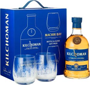 Kilchoman Machir Bay Islay Single Malt Scotch Whisky Gift Set with Glasses