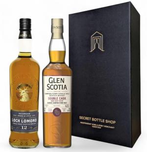 Single Malt Scotch Whisky Discovery Duo Gift Boxed Loch Lomond 12 Year Old Inchmurrin Glen Scotia Double Cask Rum Cask 2x70cl Gifts for Him Her Birthdays Christmas Corporate Fathers Day