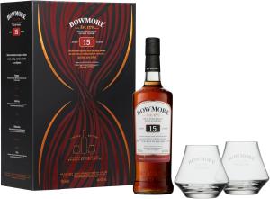 Bowmore Gift Pack 2 x Branded Glasses 15 year old Whisky