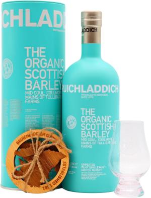 Bruichladdich Organic Scottish Barley Islay Single Malt Scotch Whisky 100cl 50 ABV 1 Litre Includes Glencairn Glass Coasters