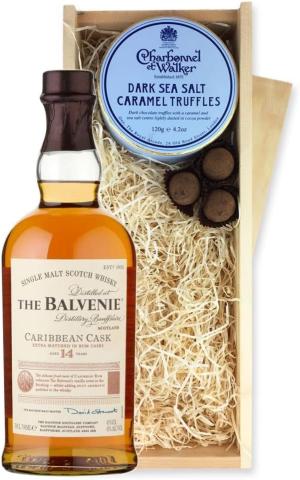 Balvenie Caribbean Cask 14 YO And Dark Sea Salt Charbonnel Chocolates Box