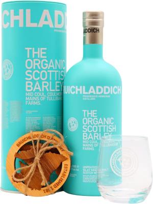Bruichladdich Organic Scottish Barley Islay Single Malt Scotch Whisky 100cl 50 ABV 1 Litre Includes Branded Glass Coasters