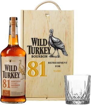 Personalised Wild Turkey 81 Kentucky Straight Bourbon Gift Set with Glass 70cl 405 ABV Custom Bourbon Whiskey Gift for Him or Her