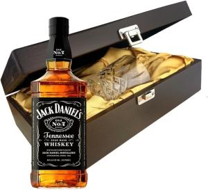 Jack Daniels Old No 7 Whisky In Luxury Box With Crystal Glass Tumbler 70cl 40 abv