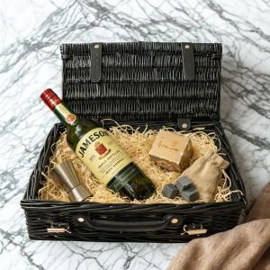 Jameson Triple Distilled Irish Whiskey Gift Hamper 70cl 40 ABV with Sea Salt Caramel Chocolates Silver Jigger Whiskey Stones Irish Whiskey Gift Set UK
