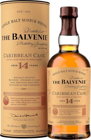 THE BALVENIE Caribbean Cask 14 Year Old Single Malt Scotch Whisky Extra Matured In Rum Cask Traditional Smooth Honeyed Character Creamy Toffee Fresh Fruit Notes 43 ABV 70 cl
