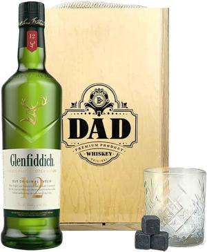 Glenfiddich 12 Year Single Malt Whisky Dad Gift Set in Wooden Box with Glass Whiskey Gift Sets for Men Whisky Gift Set Alcohol Gift Set Fathers Day Birthdays Christmas