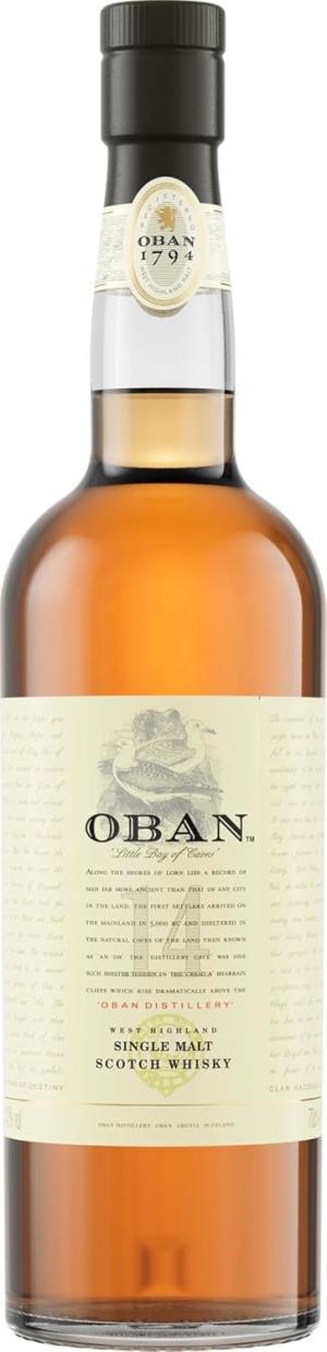 Oban 14 Years Old Single Malt Scotch Whisky 43 vol 70cl Notes of Orange Sea Salt Mandarin Sweetness Smoky Dryness Full Bodied Perfect for Gifting