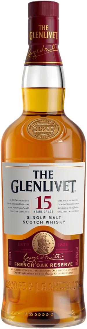 The Glenlivet 15 Year Old Single Malt Scotch Whisky Fruity Smooth Tropical Aged in French Oak Premium Speyside Whiskey gifts