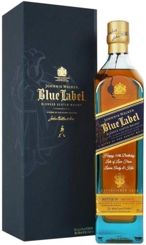 Personalised Johnnie Walker Blue Label Whisky Gift for Men Customised Engraved Whisky Bottle Blended Scotch Whiskey with Custom Engraving Premium Alcohol Gift Ideas 70cl 40