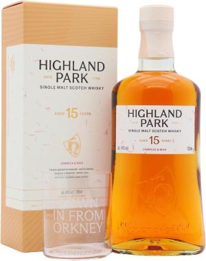 Highland Park 15 year old Single Malt Scotch Whisky 70cl 44 ABV Includes Branded Glass