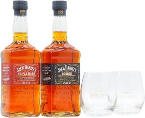 Jack Daniels Tumblers Bonded Triple Mash Tennessee Whiskey 70cl x 2 50 ABV