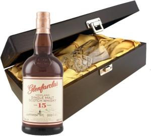 Glenfarclas 15 Year Old Whisky In Luxury Box With Crystal Glass Tumbler 70cl 46 abv