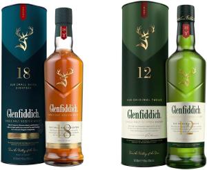 Glenfiddich 18 Year Old Single Malt Scotch Whisky with Gift Box 70cl 12 Year Old Single Malt Scotch Whisky 70cl