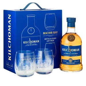 Kilchoman Machir Bay 2 Tumbler Glass Gift Set Islay Single Malt Scotch Whisky 70cl