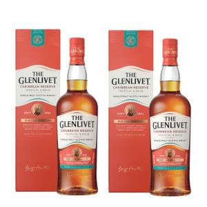 The Glenlivet Caribbean Reserve Single Malt Whisky Rum Barrel Selection 70 cl with Gift Box Pack of 2
