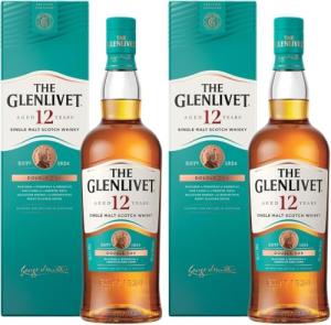 The Glenlivet 12 Year Old Single Malt Scotch Whisky Double Oak 70cl with Gift Box Malt Whisky Pack of 2