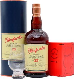 Glenfarclas 25 year old Highland Single Malt Scotch Whisky 70cl 43 ABV Includes Glencairn Glass