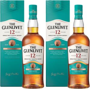 The Glenlivet 12 Year Old Single Malt Scotch Whisky Double Oak 70cl with Gift Box Malt Whisky Pack of 2
