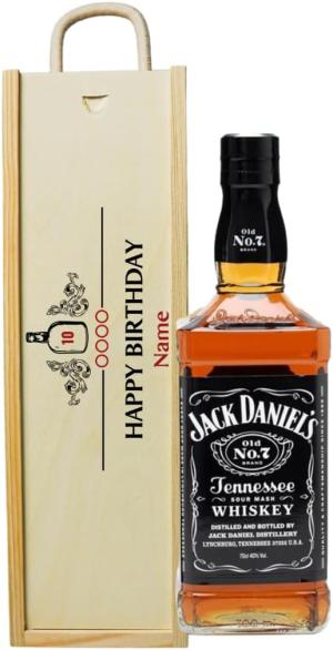 Personalised Happy Birthday Jack Daniels Old No 7 Tennessee Whiskey Gift Set 70cl Bottle with Personalised Wooden Presentation Box Premium Birthday Whisky Gift for Him
