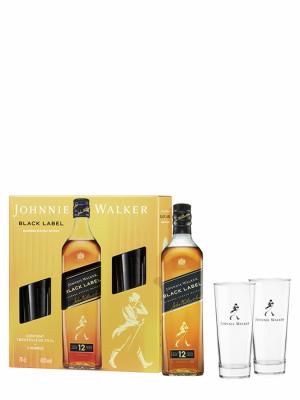 JOHNNIE WALKER 12 ans Black Label Coffret 2 verres