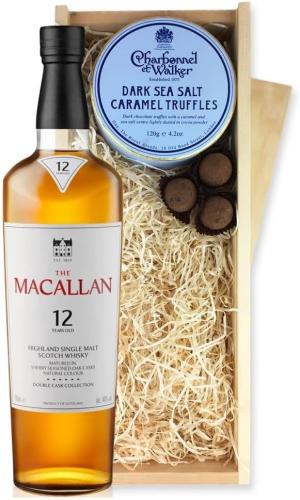 Macallan 12 YO Double Cask And Dark Sea Salt Charbonnel Chocolates Box