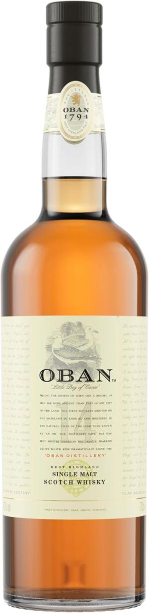 Oban 14 Years Old Single Malt Scotch Whisky 43 vol 70cl Notes of Orange Sea Salt Mandarin Sweetness Smoky Dryness Full Bodied Perfect for Gifting