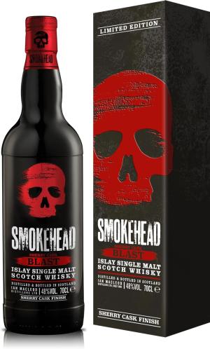 Smokehead Sherry Cask Blast Islay Single Malt Scotch Whisky with Giftbox 70cl 48 ABV Rich Fruit Flavour Peated Single Malt Scottish Whisky