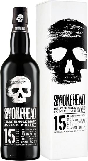 Smokehead 15 Year Old Islay Single Malt Scotch Whisky with Giftbox 70cl 43 ABV Citrus Vanilla Flavoured Cask Strength Peated Single Malt Scottish Whisky