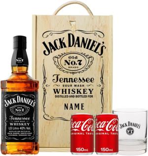 Personalised Jack Daniels Bourbon No7 Original Whiskey Gift Set with Fentimans Cola Glass 1200 milliliters