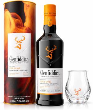 Glenfiddich Fire Cane Gift Set Experimental Series No 4 Speyside Single Malt Scotch Whisky Spey Dram Nosing Glass Premium Whisky Gift 70cl 43 ABV