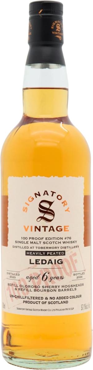 Ledaig 6 year old Signatory Vintage 100 Proof Batch 76 Single Malt Scotch 2020 Whisky 70cl 571 ABV