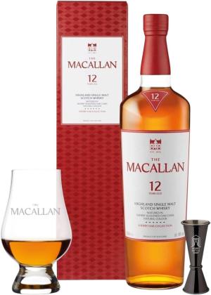 Macallan 12 Year Old Sherry Cask Whisky Glass Jigger Bundle Set 70cl
