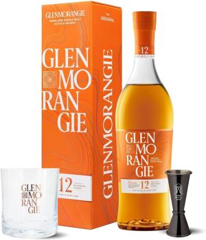 Glenmorangie The Original 12 Years Old Single Malt Whisky Aged in Bourbon Casks Gift Box Glass Jigger Set 70cl