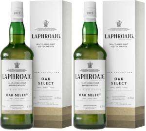 Laphroaig Oak Select Scotch Islay Single Malt Peated Whisky Smoky Salty Sweet 40 ABV 70cl Packaging may vary Pack of 2