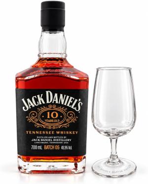 Jack Daniels 10 Year Old Batch 5 Whiskey with Nosing Glass 70cl 485