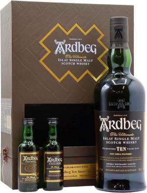 Ardbeg 10 year old Exploration Islay Single Malt Scotch Whisky 70cl 5cl x 2 40 ABV Gift Pack
