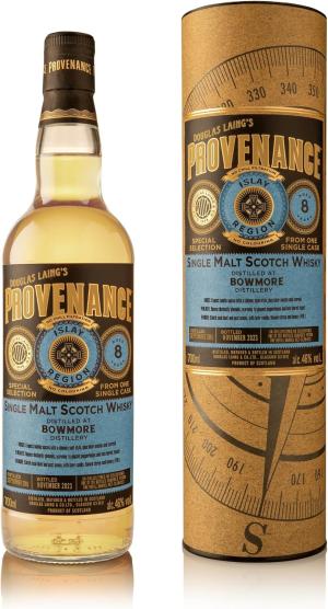 Provenance Bowmore 8 Year Old Islay Single Malt Scotch Whisky Genuine Single Cask Refill Bourbon Barrel Peated Islay Whisky NonChillFiltered Limited to 310 Bottles Distilled 2015 46 ABV 70cl