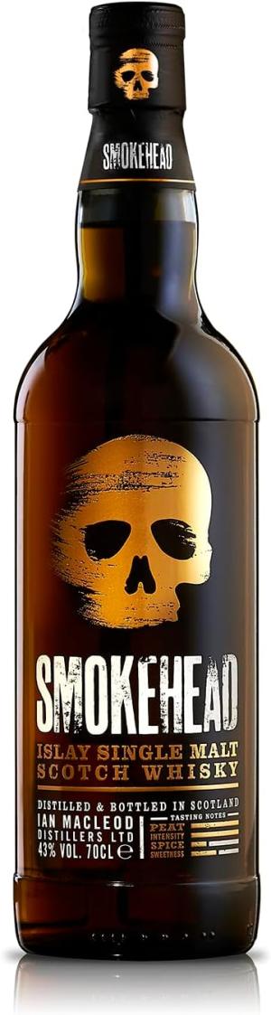 Smokehead Islay Peated Single Malt Scotch Whisky Gift Box Included Heavily Peated Bonfire Smoke Lemon Spice Honey Smoky Islay Malt 70cl 40 ABV Whisky Gift for Fathers Day