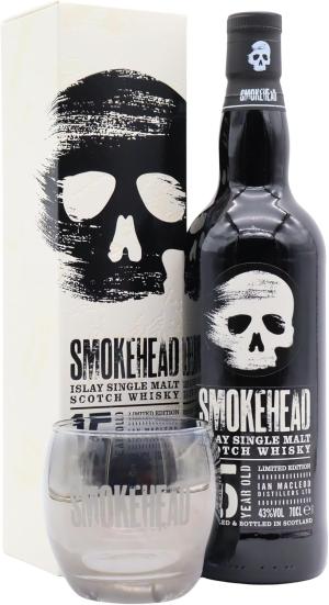 Smokehead Islay Single Malt Scotch 15 year old Whisky 70cl 43 ABV Includes Branded Glass