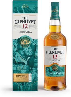 The Glenlivet 12 Year Old Single Malt Scotch Whisky Limited Edition Liquid with Bespoke Cask Finish 200 Year Anniversary Whisky with Giftbox 43 ABV 70CL Packaging May Vary
