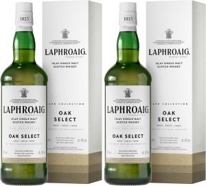 Laphroaig Oak Select Scotch Islay Single Malt Peated Whisky Smoky Salty Sweet 40 ABV 70cl Packaging may vary Pack of 2