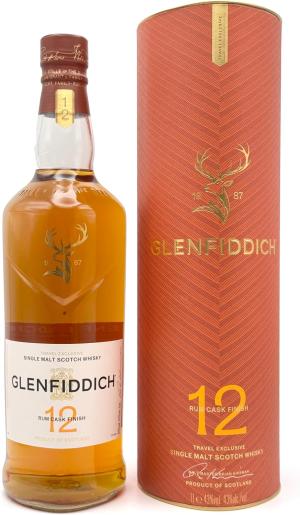 Glenfiddich 12 Year Old Rum Cask Finish Single Malt Scotch Whisky 1L 43 ABV