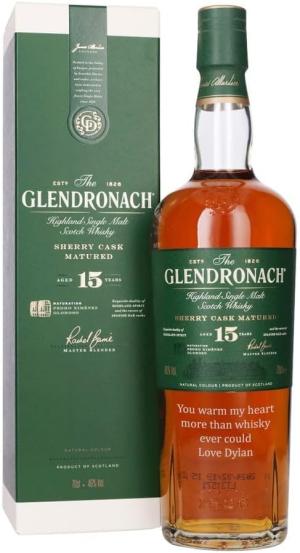 Personalised Glendronach 15 Year Old Single Malt Scotch Whisky Gift for Men Custom Engraved Whisky Bottle Glendronach 15 Custom Engraving Gift for Birthday Xmas Anniversary 70cl 46