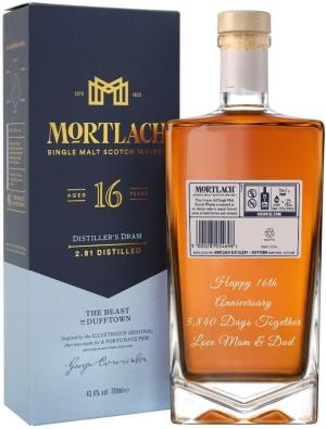 Personalised Mortlach 16 Year Old Distillers Dram Single Malt Scotch Whisky Gift for Men Customised Engraved Whisky Bottle Mortlach 16 with Custom Engraving Gift Ideas for Birthday Xmas 70cl