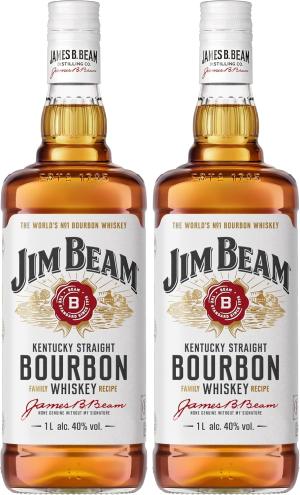 Jim Beam White Kentucky Bourbon Whiskey 1L Pack of 2