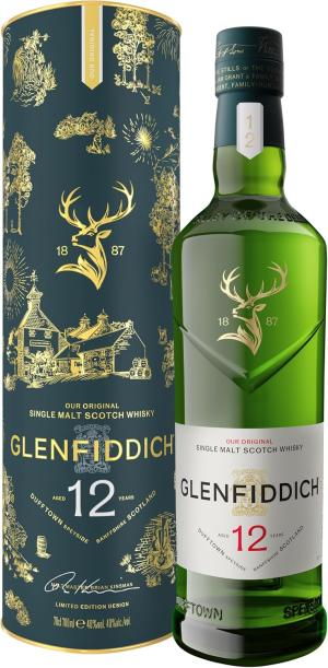 GLENFIDDICH 12 Year Old Single Malt Scotch Whisky Bold Balance Fresh Pear Subtle Oak Matured in Oloroso Sherry Bourbon Casks Product Of Scotland 40 ABV 70 cl Packaging May Vary
